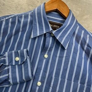 Ezra Fitch Shirt Vintage Y2K Abercrombie Blue Striped Small